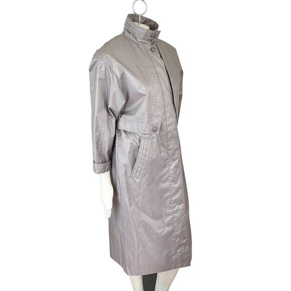 VTG 90s MISTY VALLEY Trench Coat Raincoat in Metallic Bronze SZ M - Picture 5 of 12